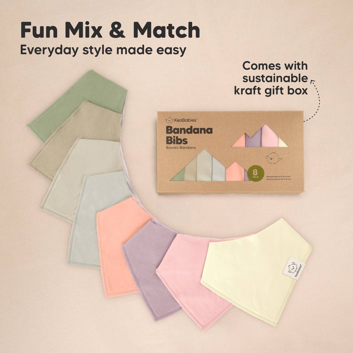 8-pack Baby Bandana Bibs for Boys and Girls