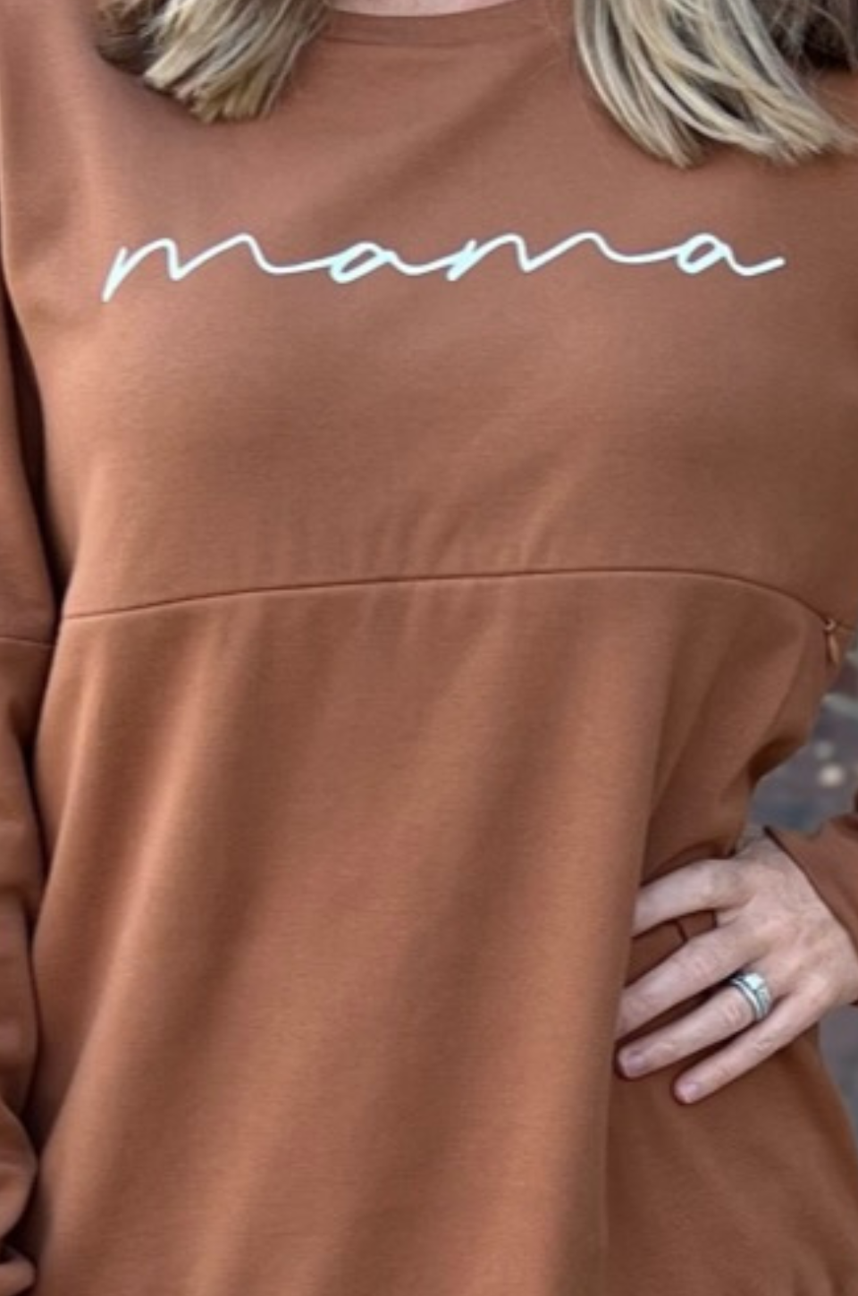 "MAMA" Nursing Sweatshirt - Camel Brown