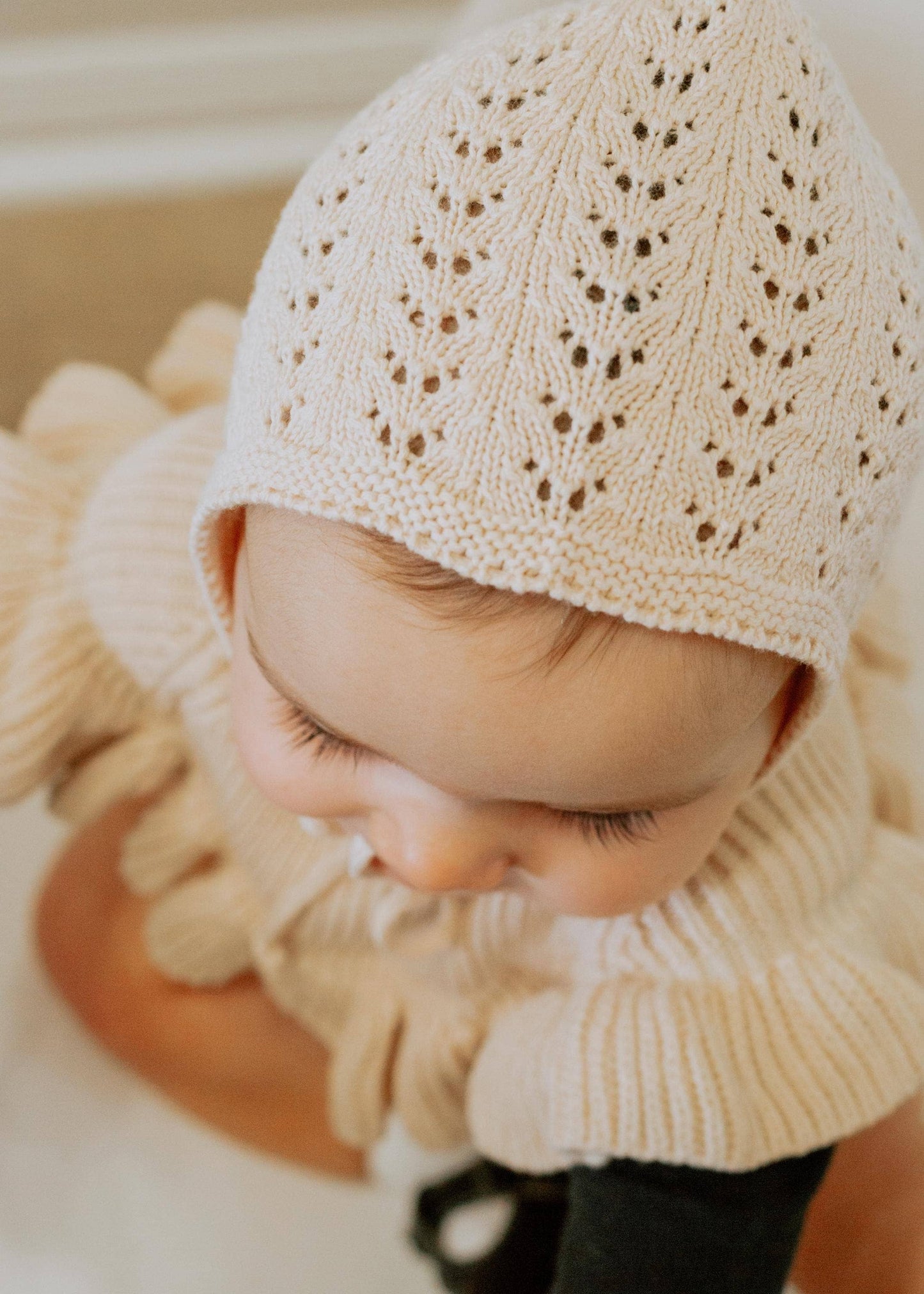 Baby Knit Bonnet Cotton lace Hat -Jamie
